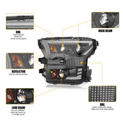 Upgrade your 2015–2017 Ford F-150 with 140W full LED headlights featuring DRL, turn signal, high/low beam, and DOT compliance.