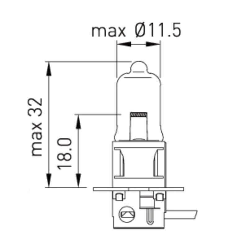 H3 Drawing File H3 Halogen Long Life Bulb - 2 Packs with E4 &DOT approved — LightingWay