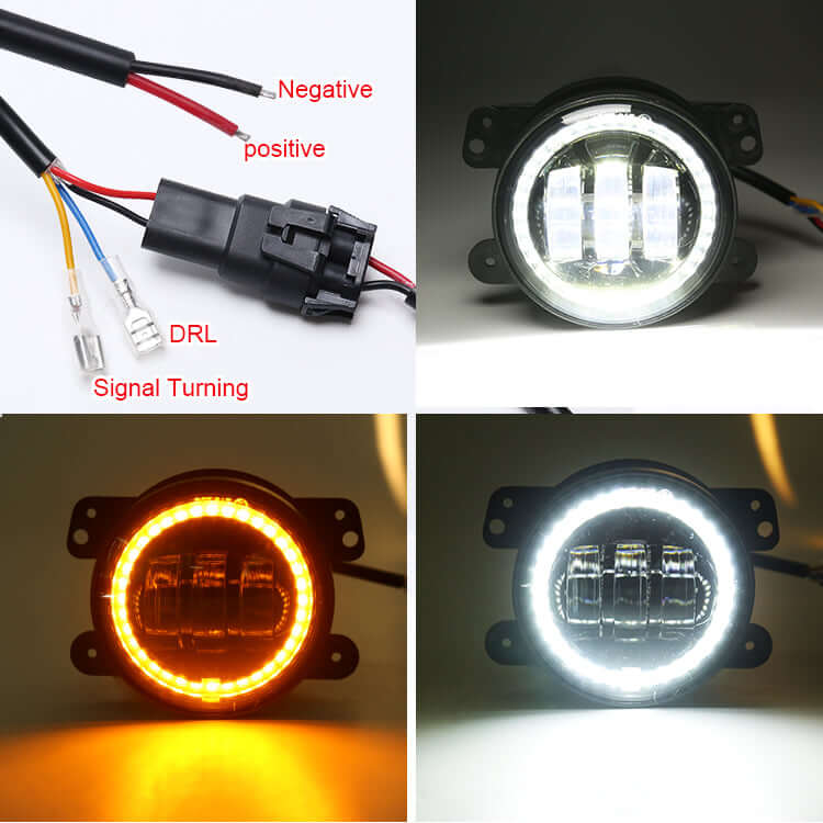 Feu antibrouillard à LED 4 pouces - 60 W Angle Eyes pour Jeep Wrangle