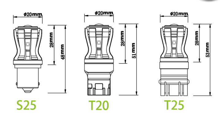 Car led light  16pcs 2835smd  s25 t25 t20 Red,white,Amber auto led bulb - LightingWay