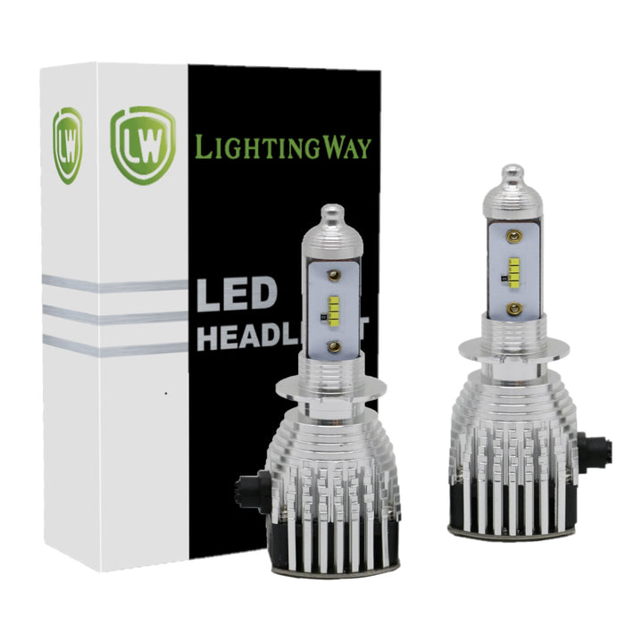 Low Beam - H3 LED Headlight Kit - 6000K 8000LM With Philips  ZES Chips - LightingWay